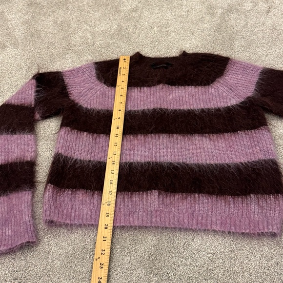 ALLSAINTS lou brushed mohair crewneck purple & brown size Medium like new - Picture 6 of 8